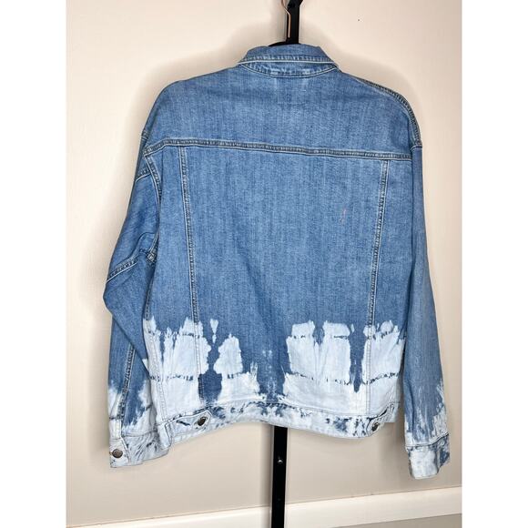 L.T.J Letter to Juliet Ombre Dip Tie Dye Denim Jean Jacket Blue Women's M NWT - Picture 6 of 10